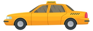 Вектор Желтая икона мультфильма сбоку автомобиля такси